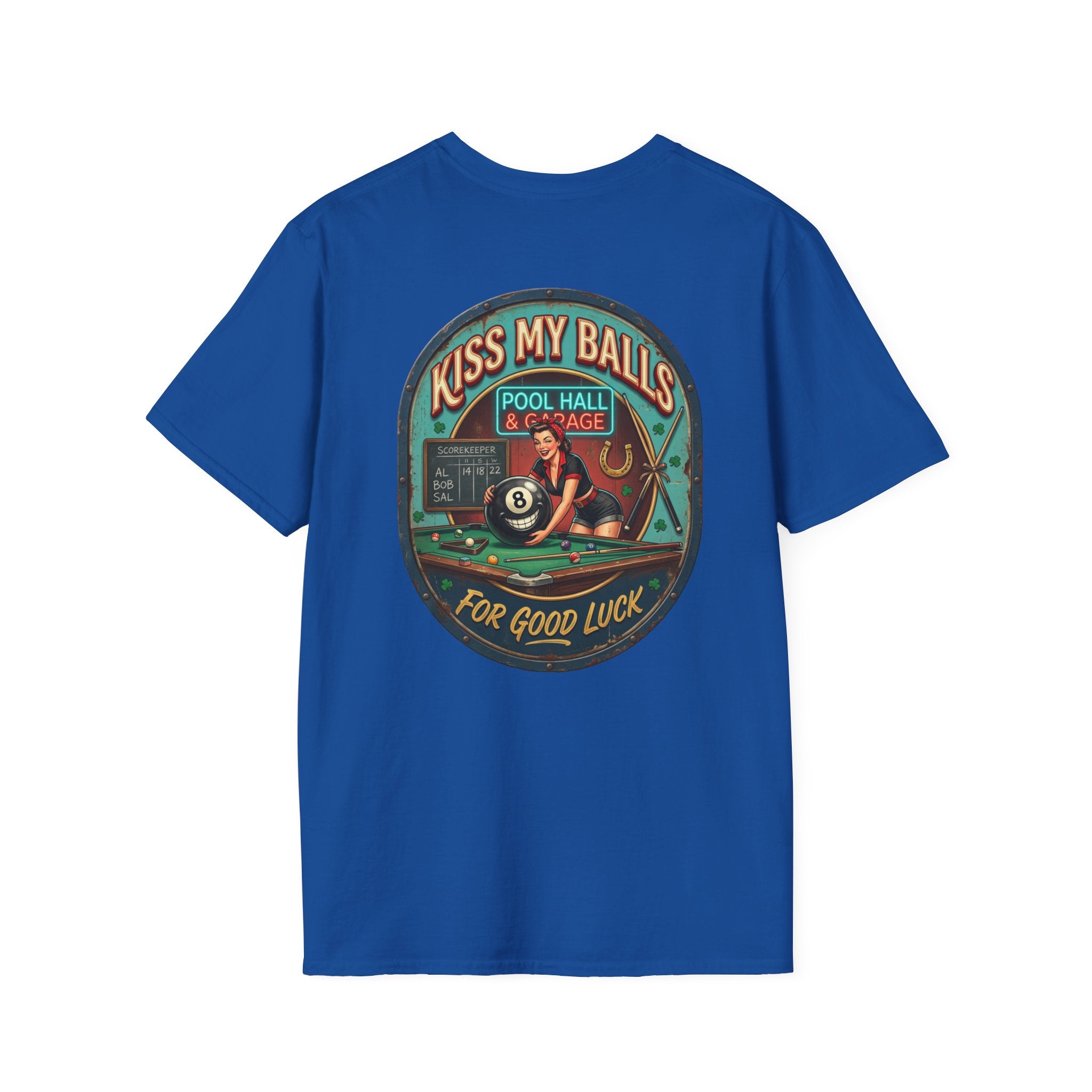 Kiss My Balls For Good Luck Pool Player T-Shirt | Funny Billiards Graphic Tee | Cue Crew Supply