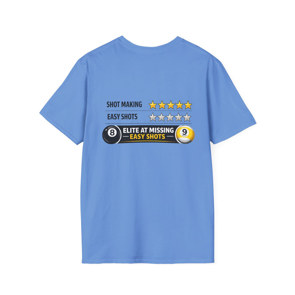 Elite at Missing Easy Shots Pool Player T-Shirt | Classic Series