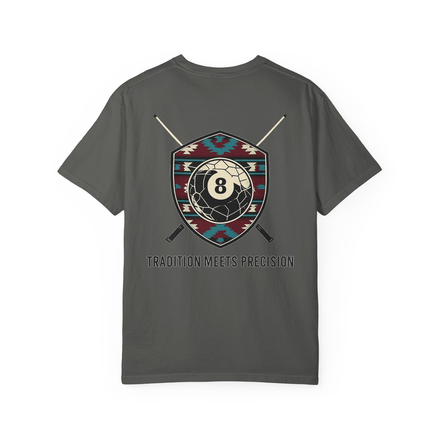 Tradition Meets Precision Pool 8-Ball Crest Comfort Colors Tee