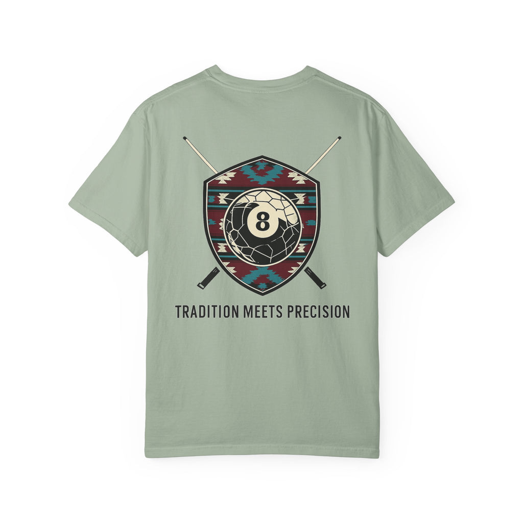 Tradition Meets Precision Pool 8-Ball Crest Comfort Colors Tee