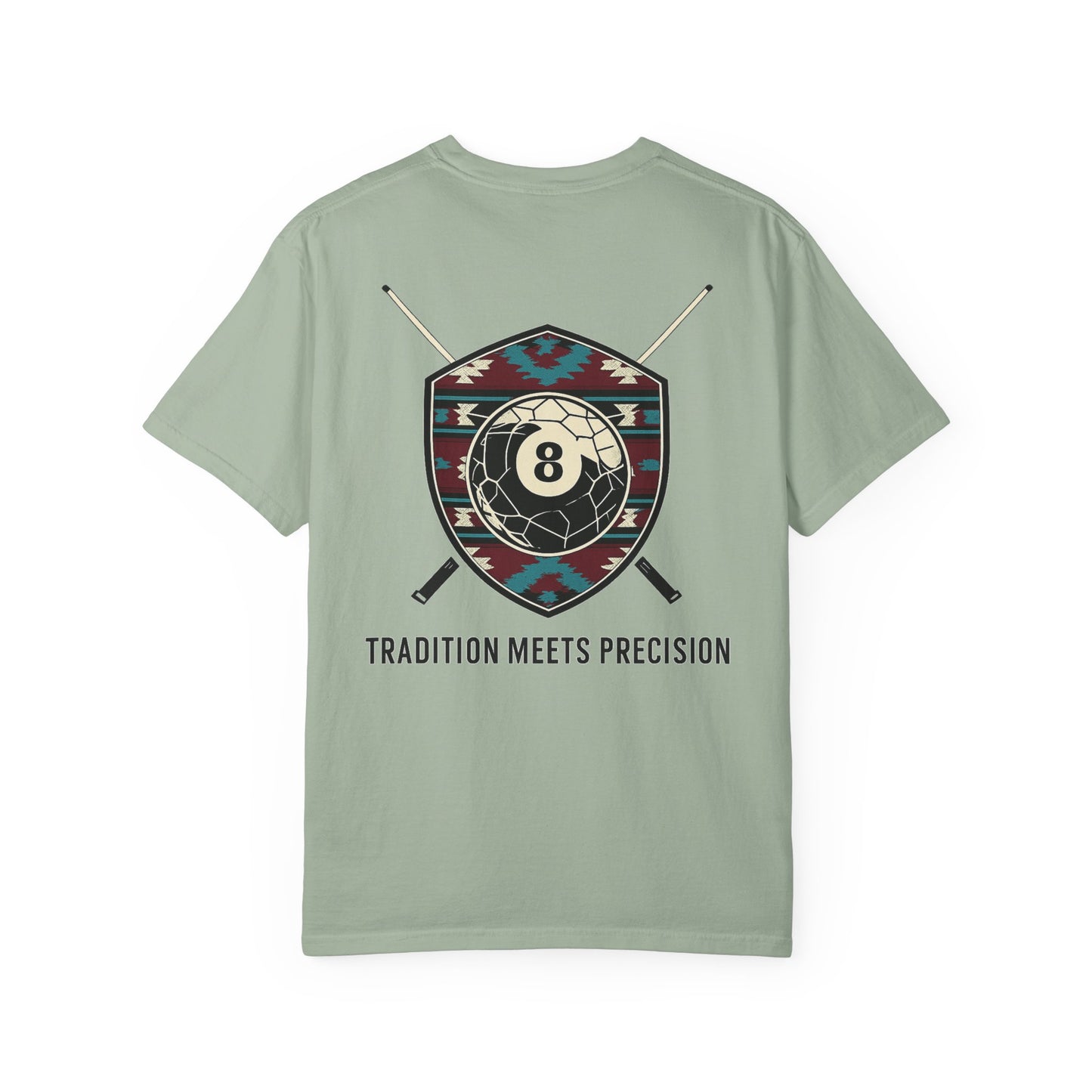Tradition Meets Precision Pool 8-Ball Crest Comfort Colors Tee