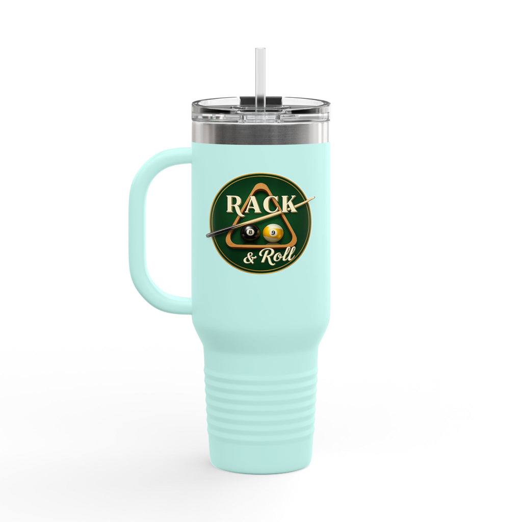 Rack & Roll Billiards Pool Cue Logo 40oz Insulated Travel Mug