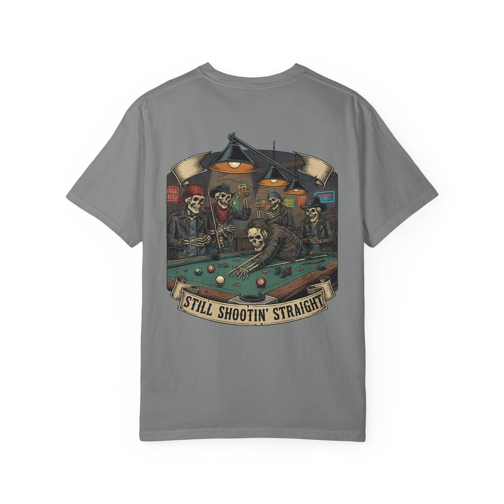 Still Shootin' Straight Pool Skeleton Comfort Colors Tee