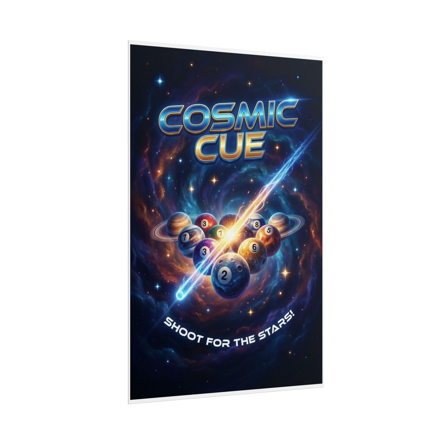 Cosmic Cue Shoot for the Stars Billiards Wall Art Rolled Poster