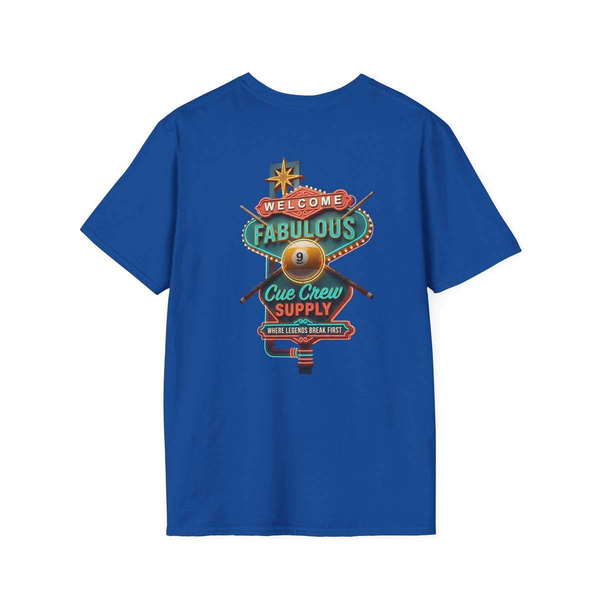 Welcome to Fabulous Cue Crew Supply Billiards T-Shirt | Las Vegas Pool Player Graphic Tee | Front & Back Print
