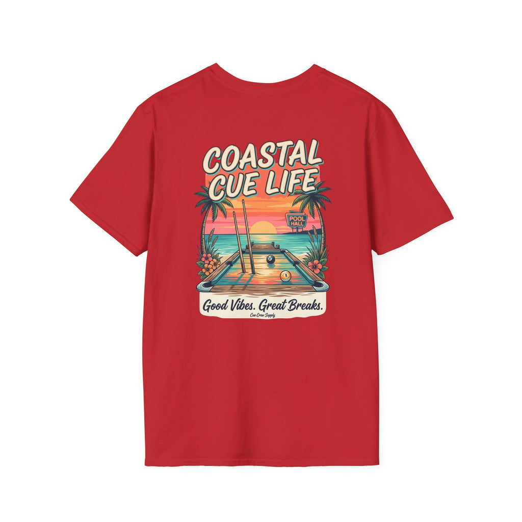 Coastal Cue Life Pool Player T-Shirt | Beach Billiards Graphic Tee | Unisex Softstyle Tee