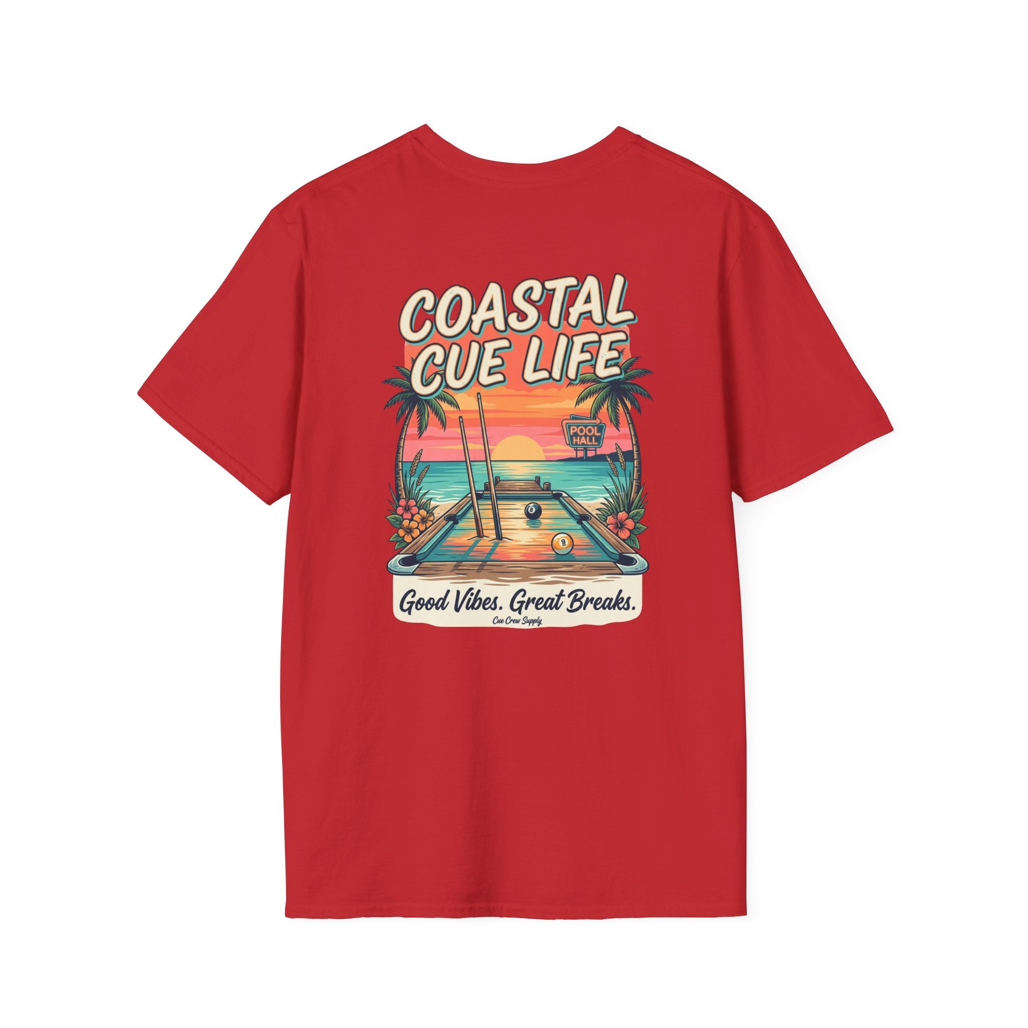Coastal Cue Life Pool Player T-Shirt | Beach Billiards Graphic Tee | Unisex Softstyle Tee