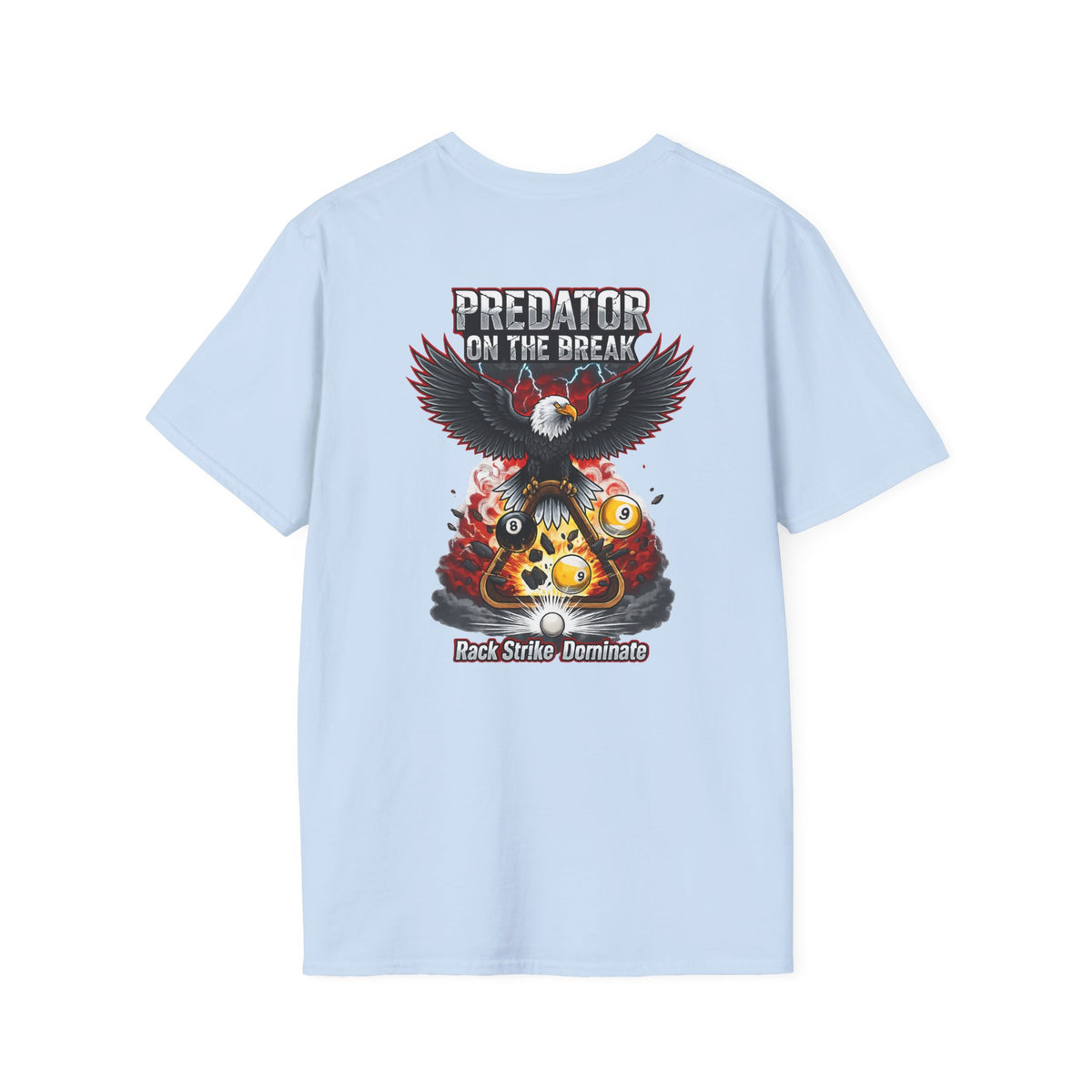 Predator on the Break Billiards T-Shirt | Eagle Pool Player Graphic Tee | Rack Strike Dominate | Front & Back Print