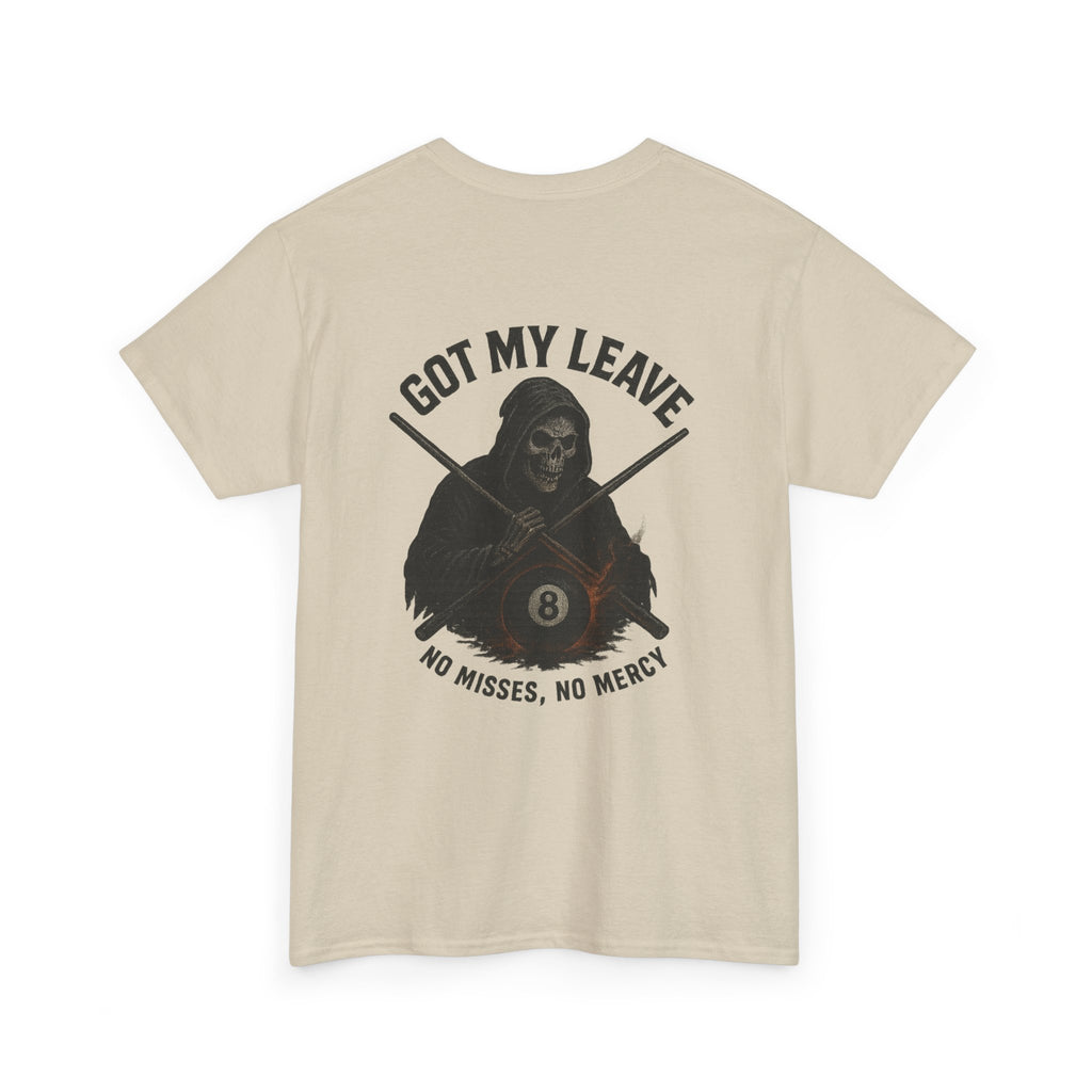 Grim Reaper Billiards Tee – “No Misses, No Mercy”  Flaming 8-Ball Graphic Shirt