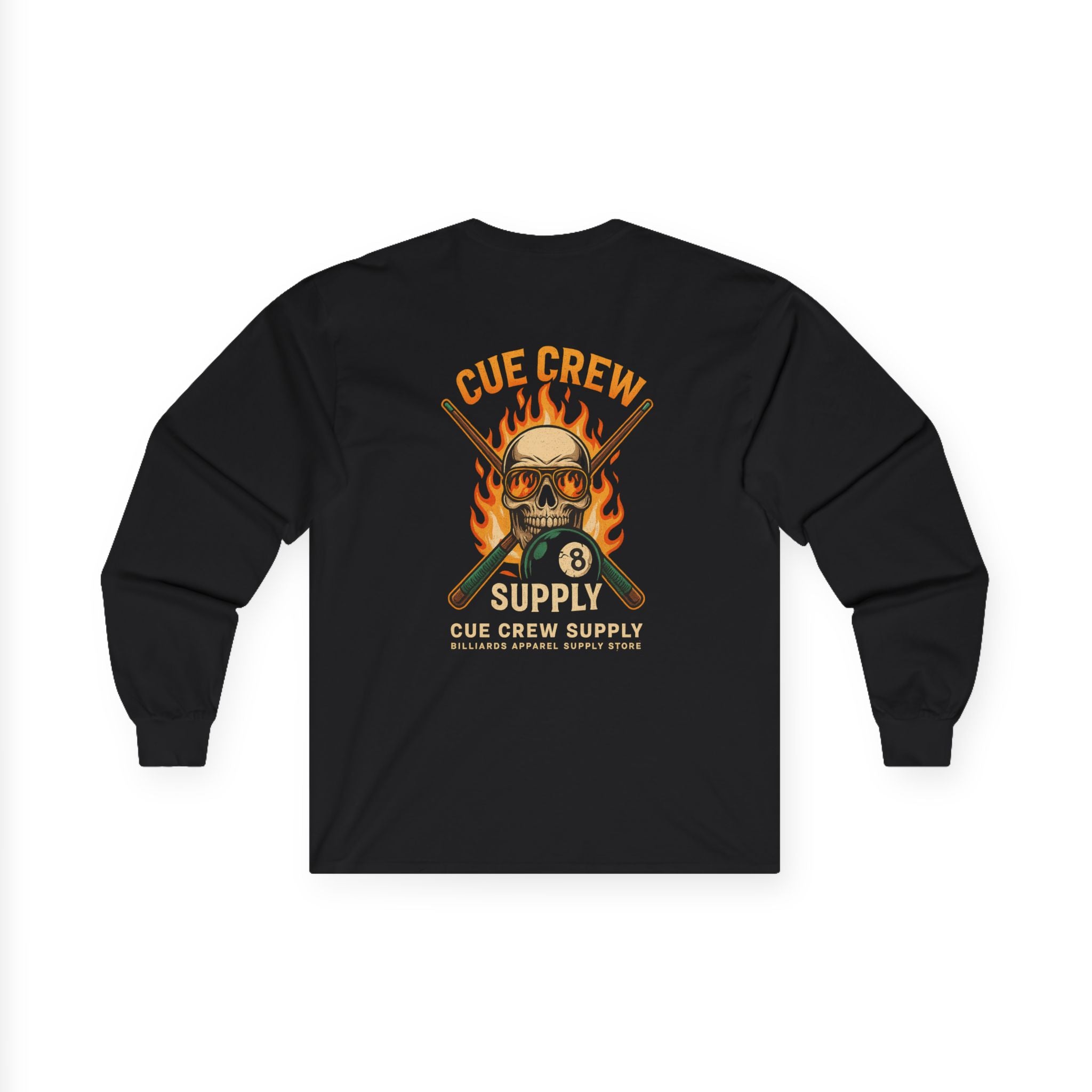 Cue Crew Skull Billiards Long Sleeve Tee