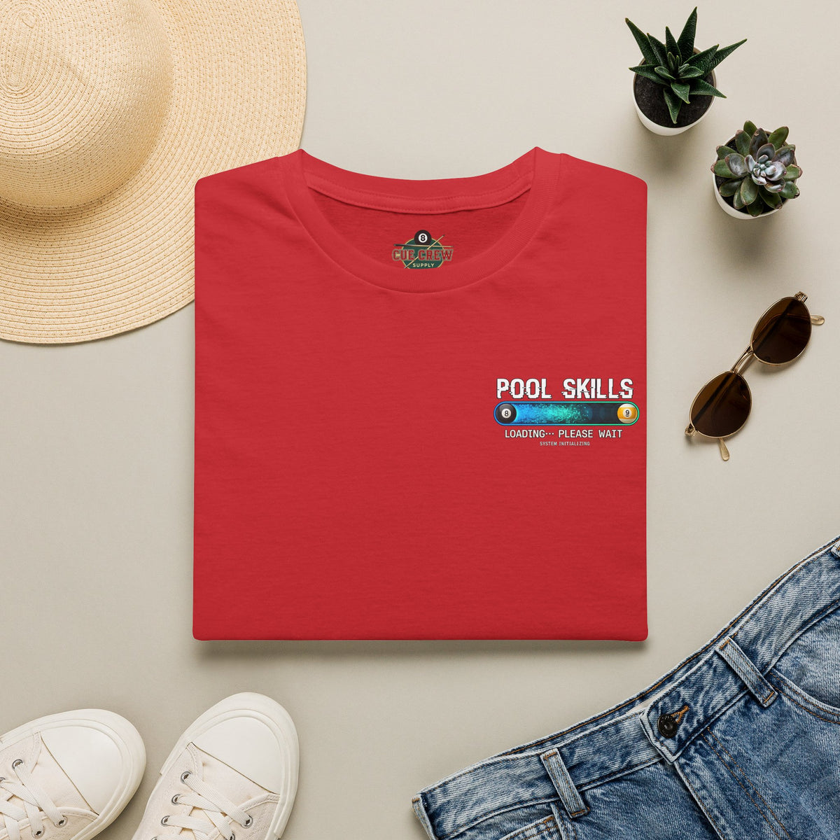 Pool Skills Loading Funny Billiards T-Shirt | Gamer Style Pool Player Graphic Tee | Front & Back Print