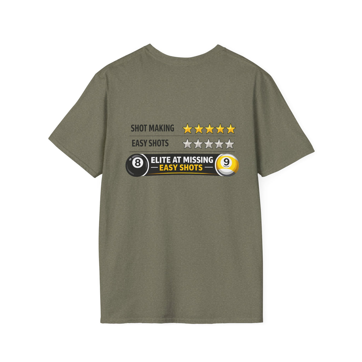 Elite at Missing Easy Shots Pool Player T-Shirt | Classic Series