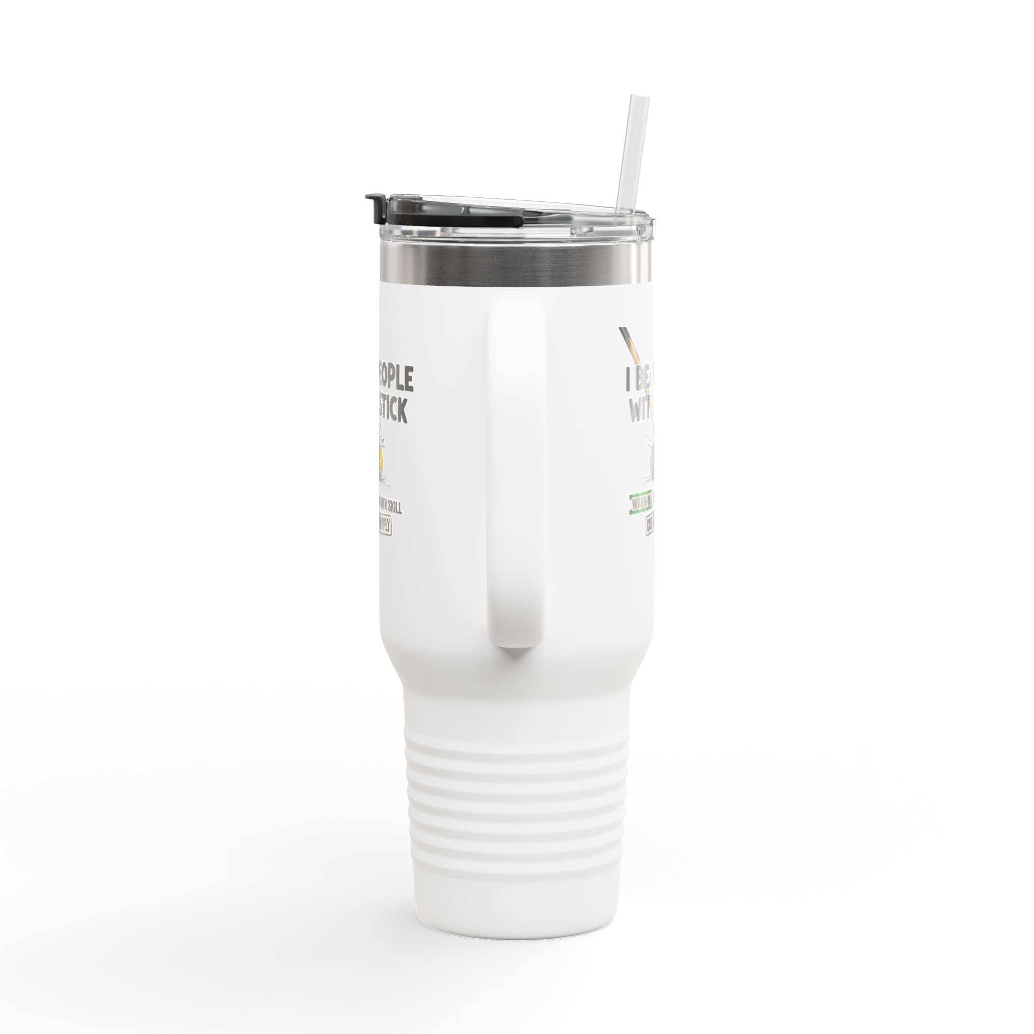 I Beat People With a Stick” Billiards Cue Crew Funny 40 oz. Tumbler