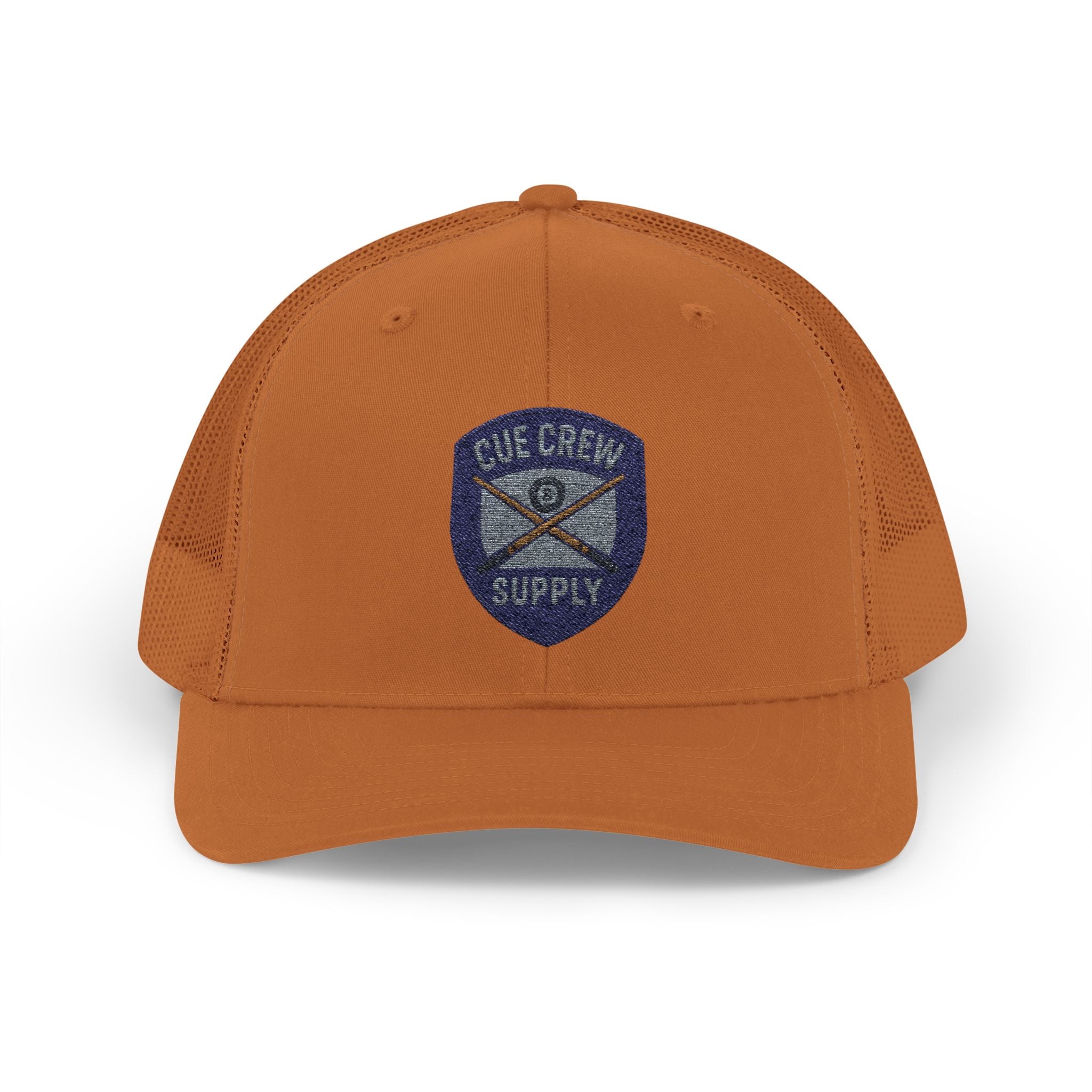Cue Crew Supply V1 Embroidered Patch Trucker Hat - Yupoong