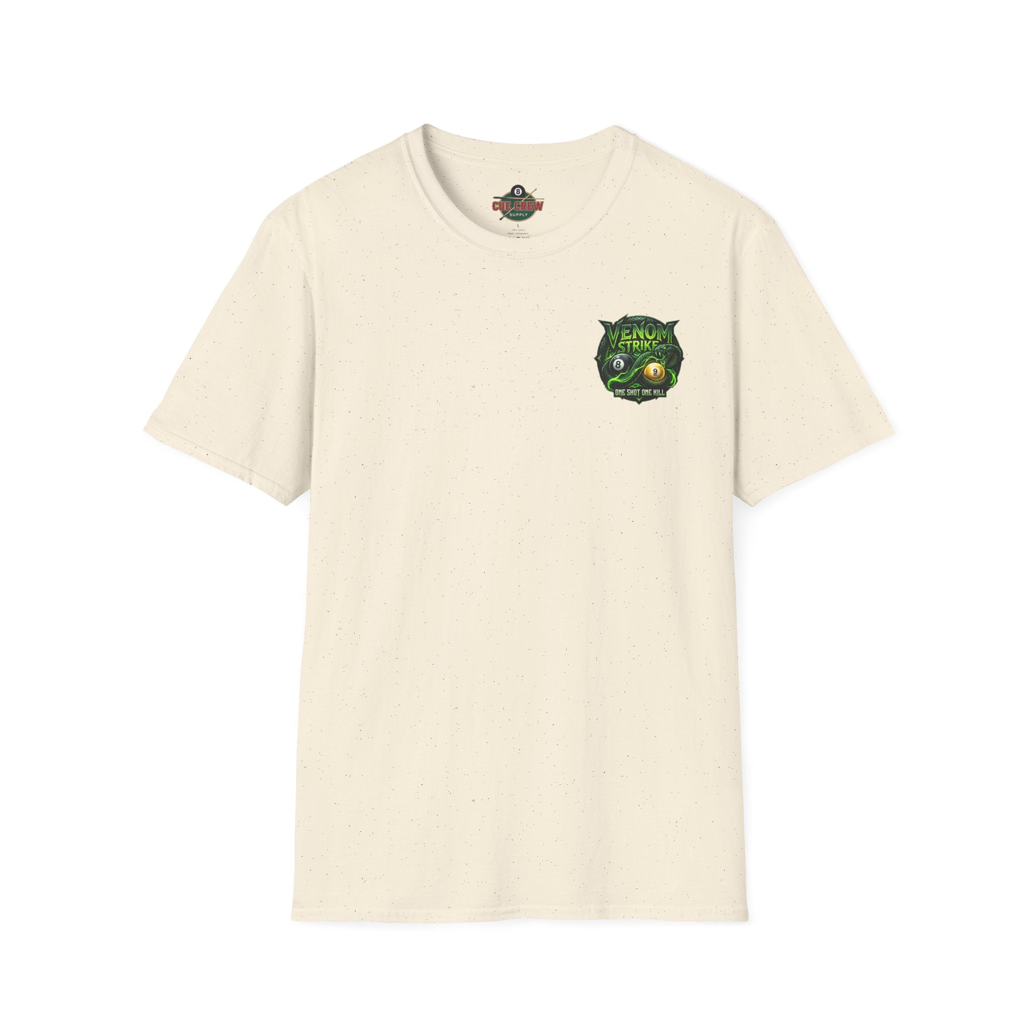 Venom Strike Snake Billiards T-Shirt | One Shot One Kill Pool Player Graphic Tee | Front & Back Print