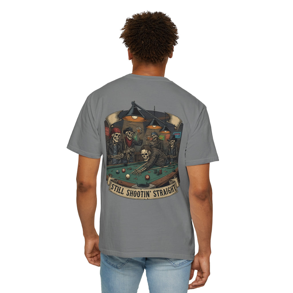 Still Shootin' Straight Pool Skeleton Comfort Colors Tee
