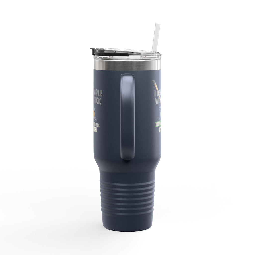 I Beat People With a Stick” Billiards Cue Crew Funny 40 oz. Tumbler
