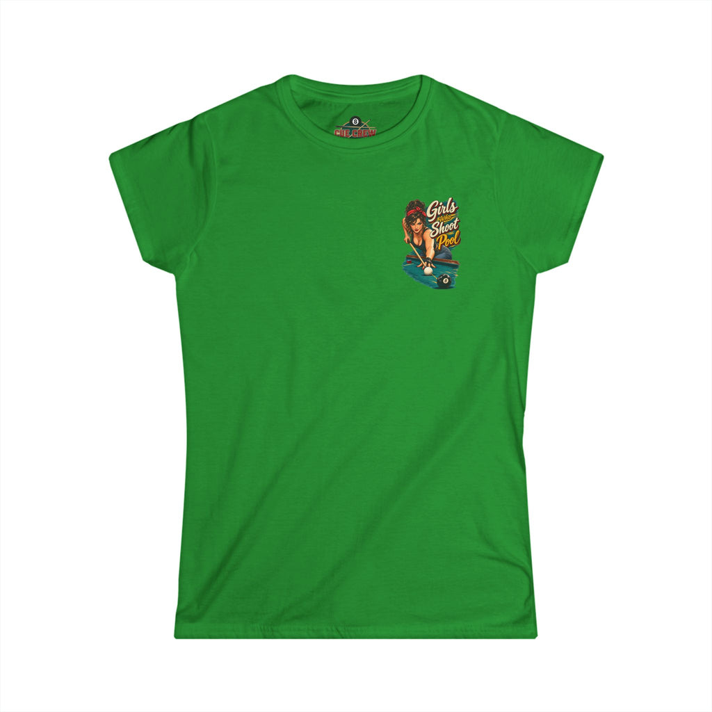 Girls Who Shoot Pool – Women’s Billiards T-Shirt – Front & Back Pool Tee