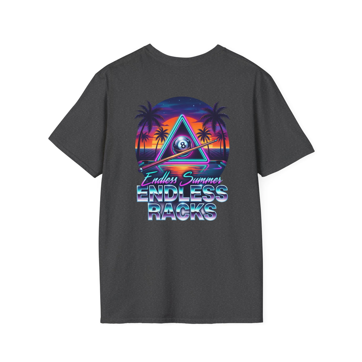 Endless Summer Endless Racks Billiards T-Shirt | Retro Sunset Pool Player Graphic Tee | Tropical 8 Ball Beach Vibes Shirt