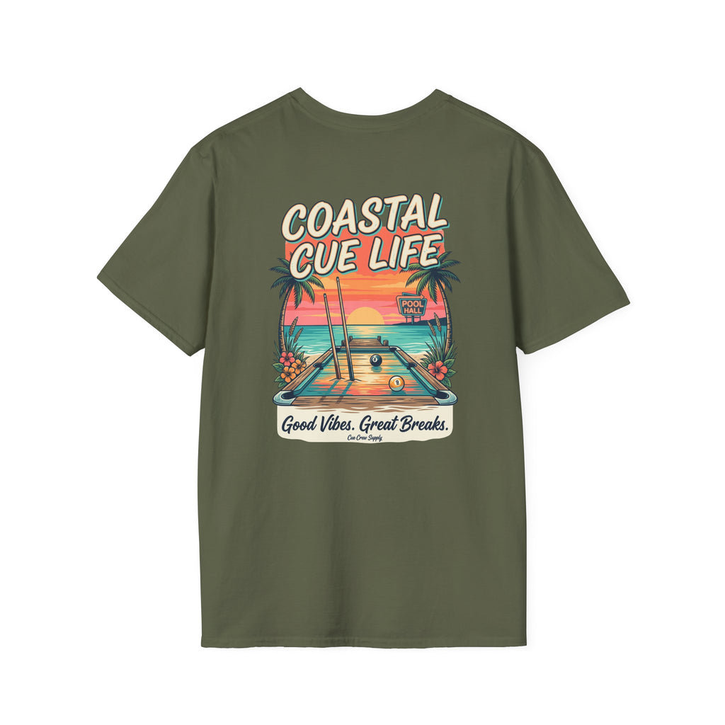 Coastal Cue Life Pool Player T-Shirt | Beach Billiards Graphic Tee | Unisex Softstyle Tee