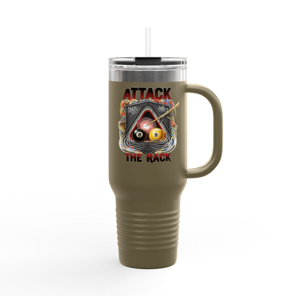 Attack the Rack 40oz Insulated Travel Mug — Pool Cue Billiards Tumbler