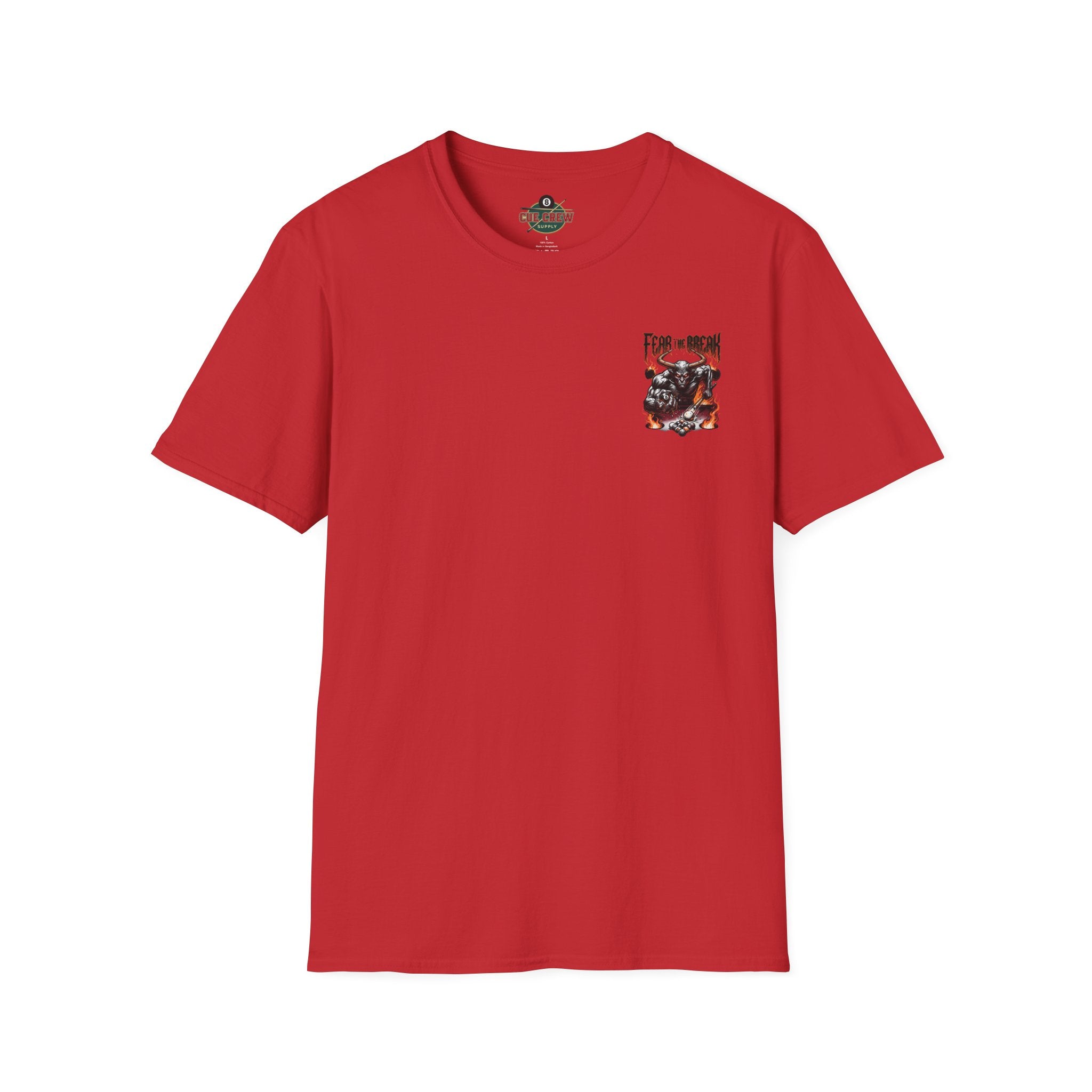 Fear The Break Demon Billiards T-Shirt | Fiery Pool Player Graphic Tee | Front & Back Print