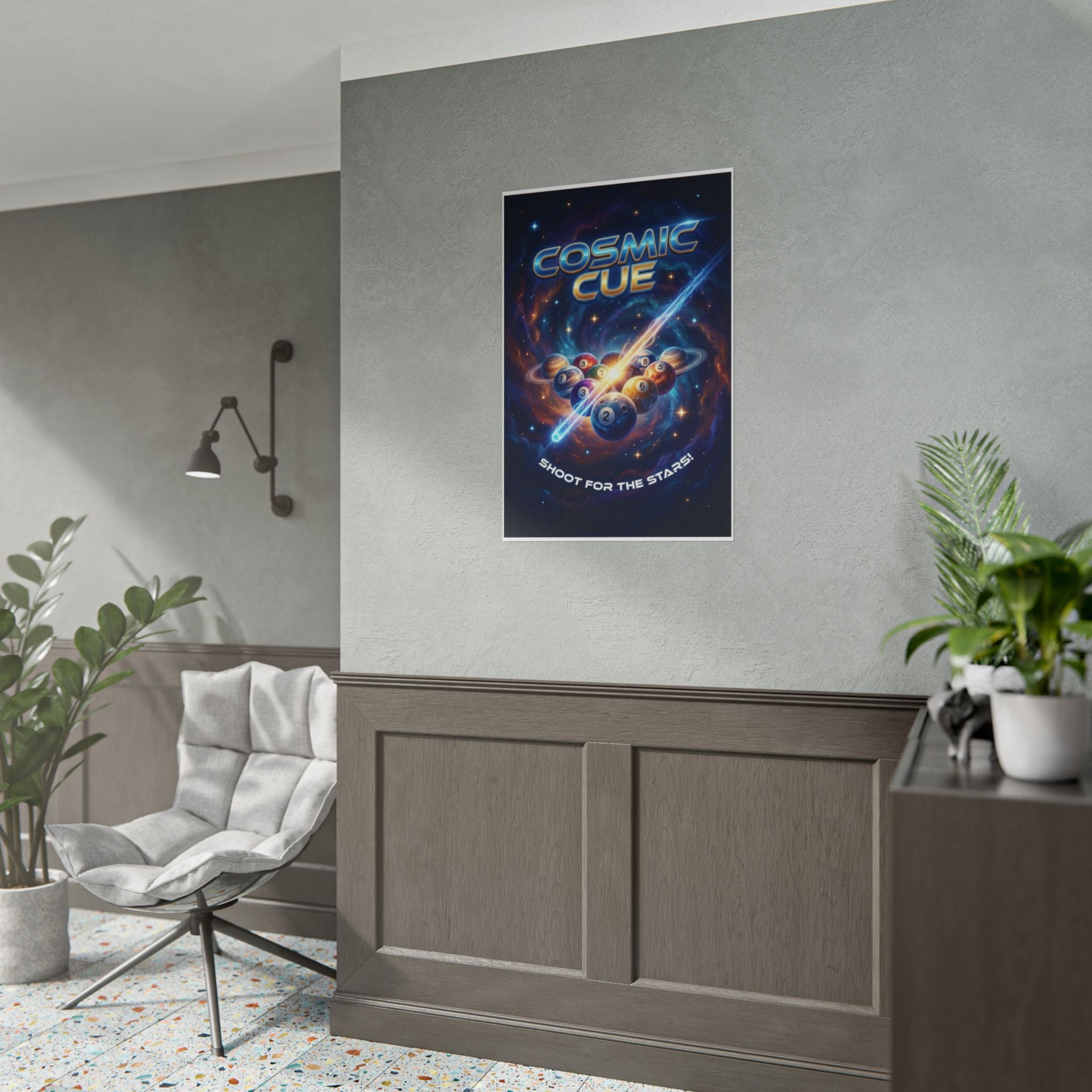 Cosmic Cue Shoot for the Stars Billiards Wall Art Rolled Poster