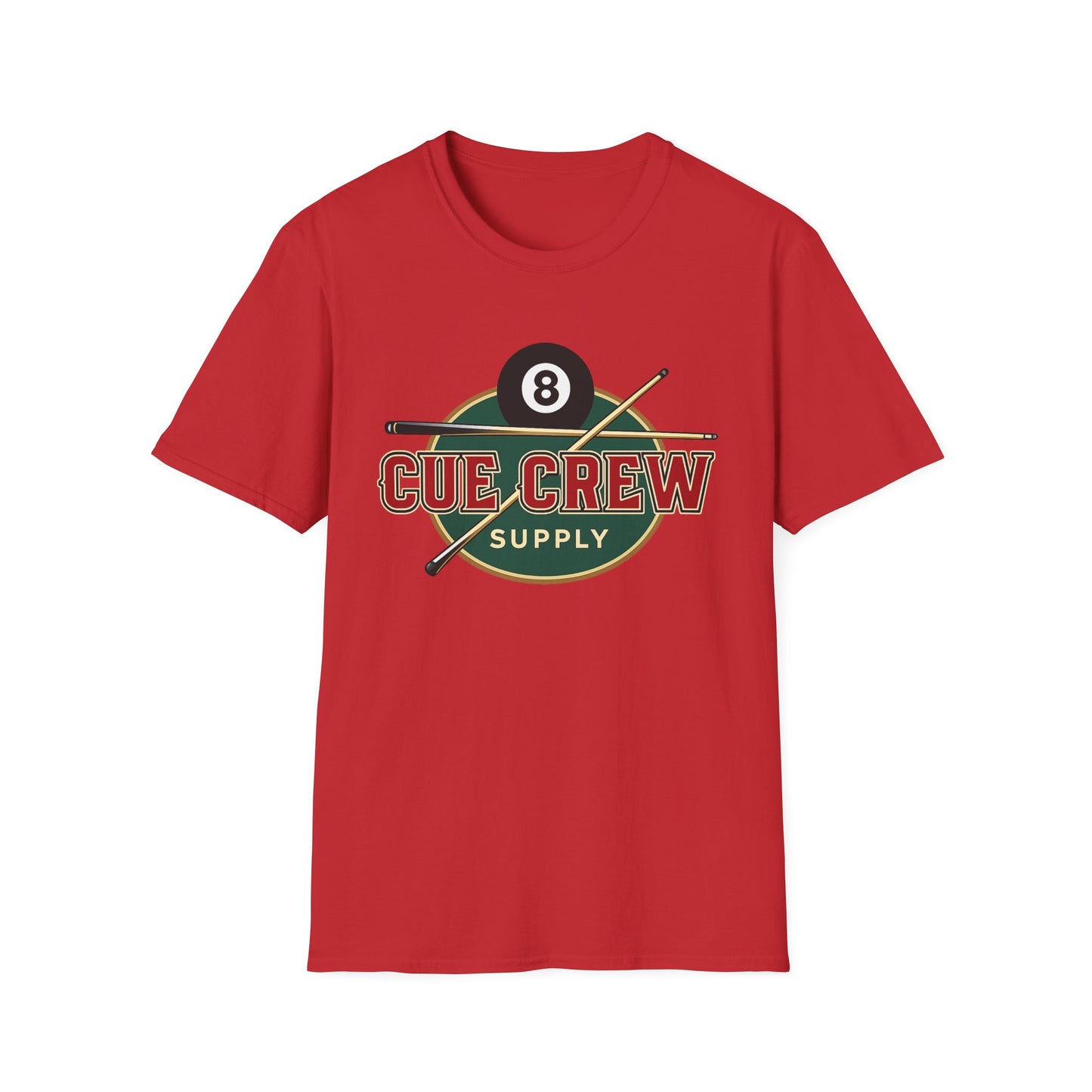 Cue Crew Supply Retro Logo Core Line Billiards Gildan Tee