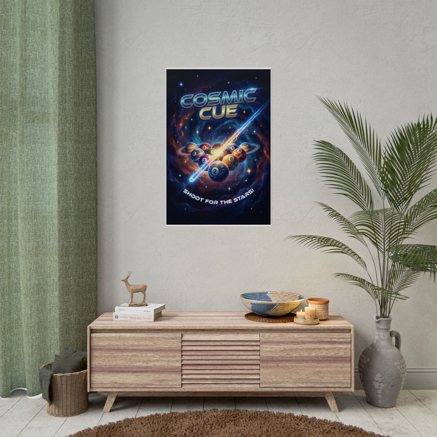 Cosmic Cue Shoot for the Stars Billiards Wall Art Rolled Poster