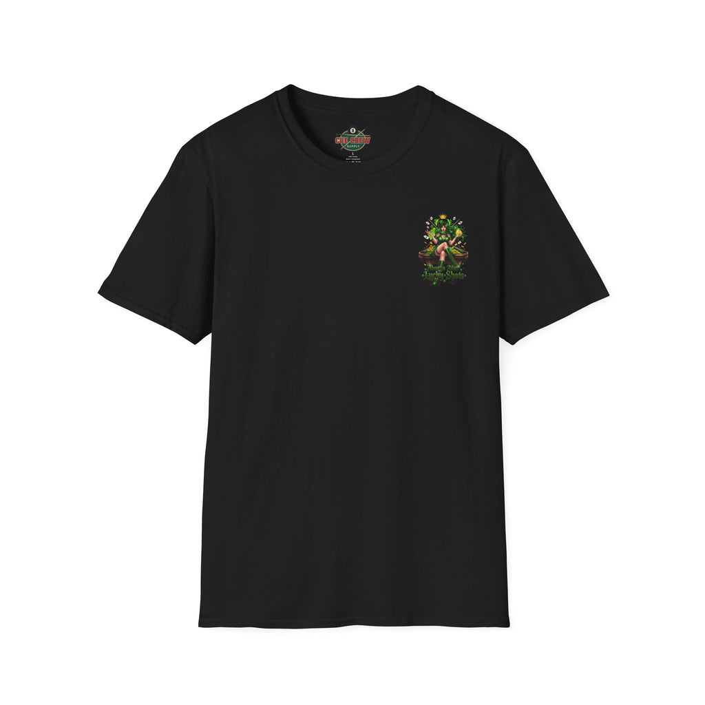Always After Me Lucky Shots Funny Irish Billiards T-Shirt | St. Patrick's Day Pool Player Graphic Tee | Front & Back Print