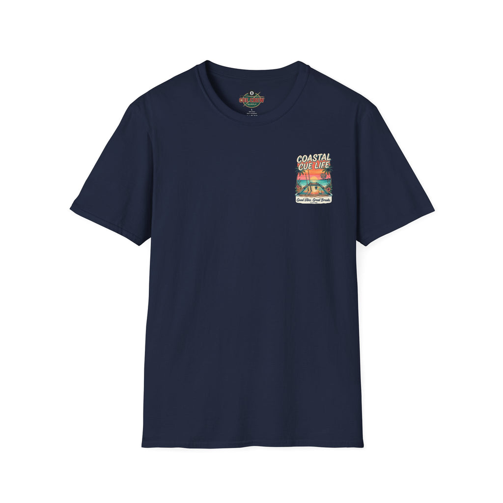 Coastal Cue Life Pool Player T-Shirt | Beach Billiards Graphic Tee | Unisex Softstyle Tee