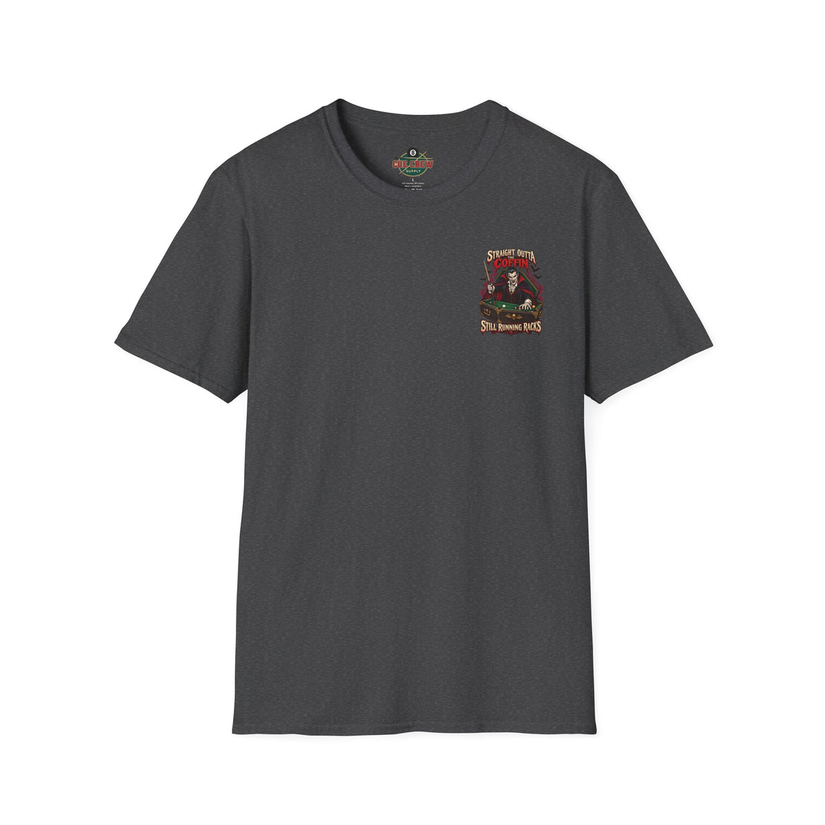 Straight Outta the Coffin – Halloween Billiards T-Shirt – Vampire Pool Player Tee