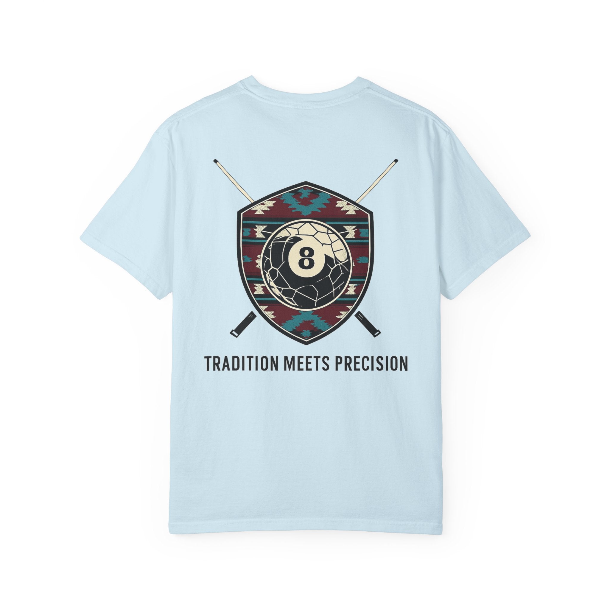 Tradition Meets Precision Pool 8-Ball Crest Comfort Colors Tee