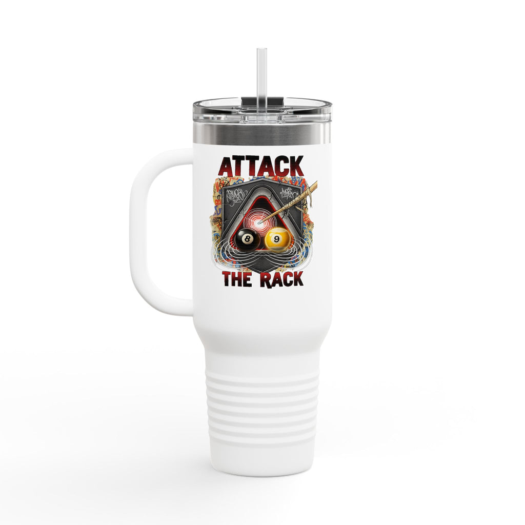 Attack the Rack 40oz Insulated Travel Mug — Pool Cue Billiards Tumbler