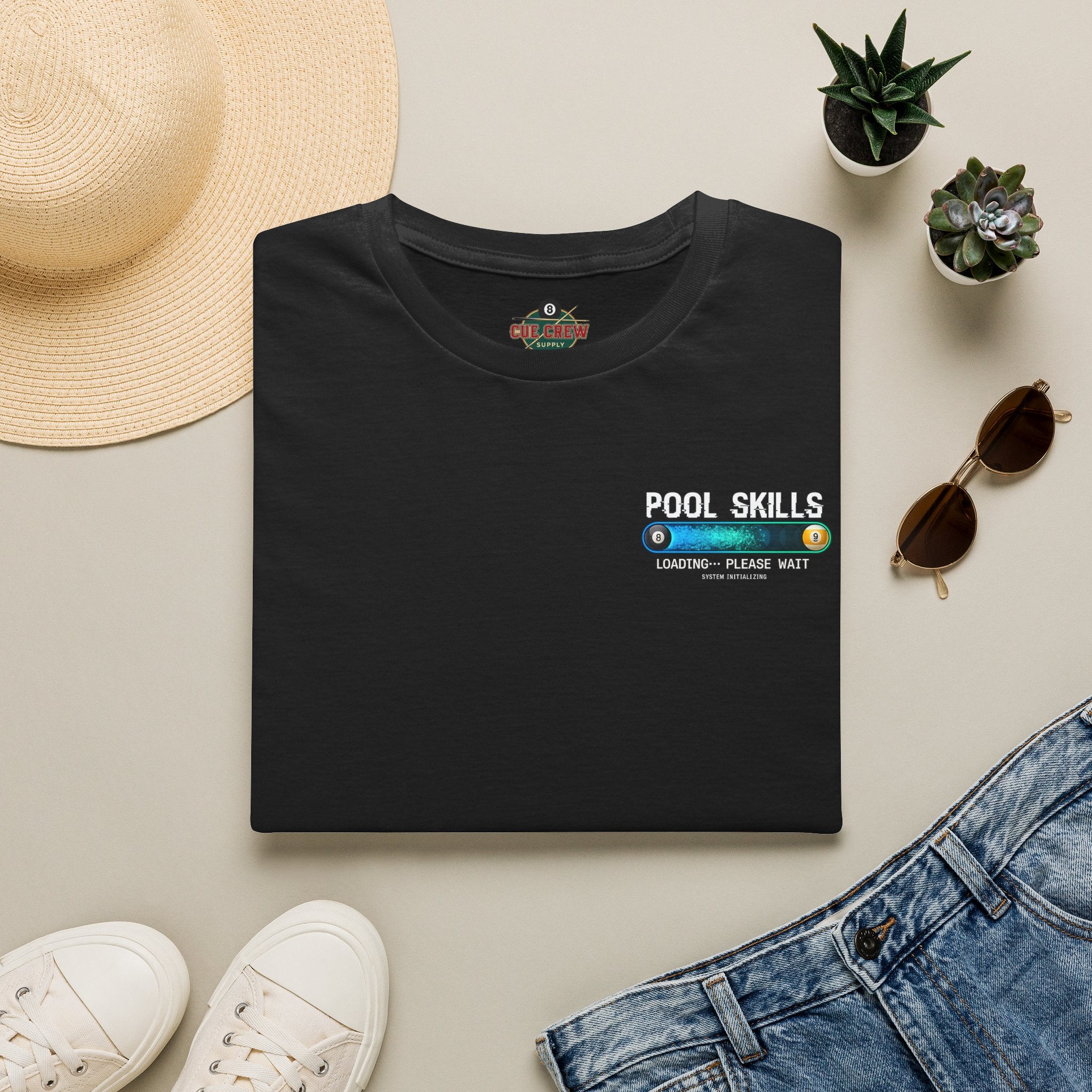 Pool Skills Loading Funny Billiards T-Shirt | Gamer Style Pool Player Graphic Tee | Front & Back Print