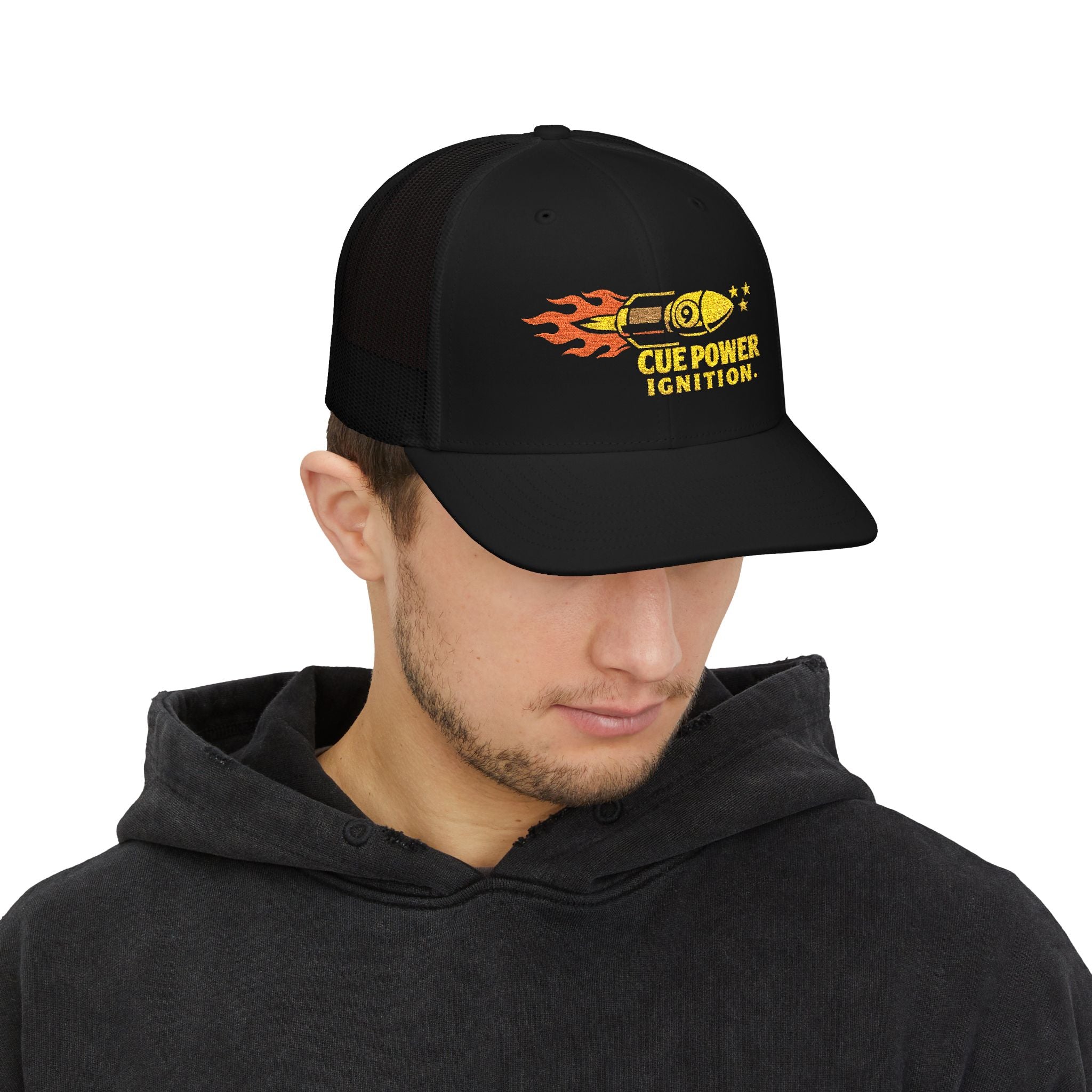 Cue Power Ignition Billiards Embroidered Richardson Trucker Cap
