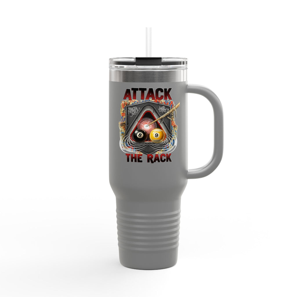 Attack the Rack 40oz Insulated Travel Mug — Pool Cue Billiards Tumbler