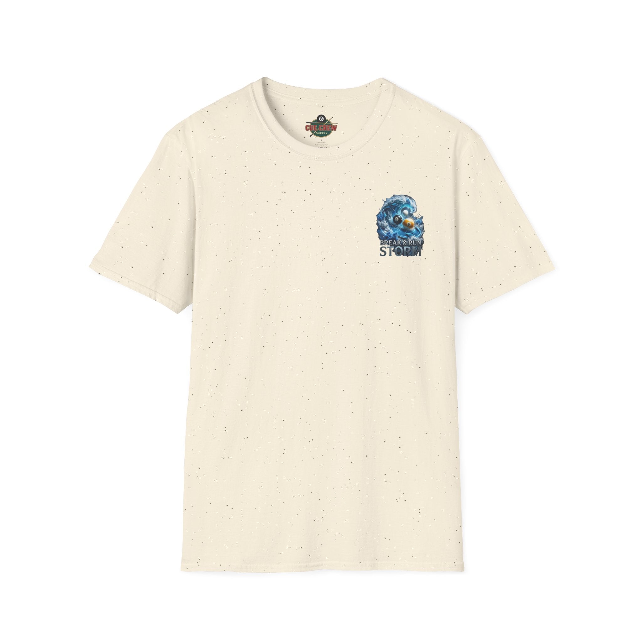Break & Run Storm Billiards T-Shirt | Ocean Wave Pool Player Graphic Tee | Front & Back Print