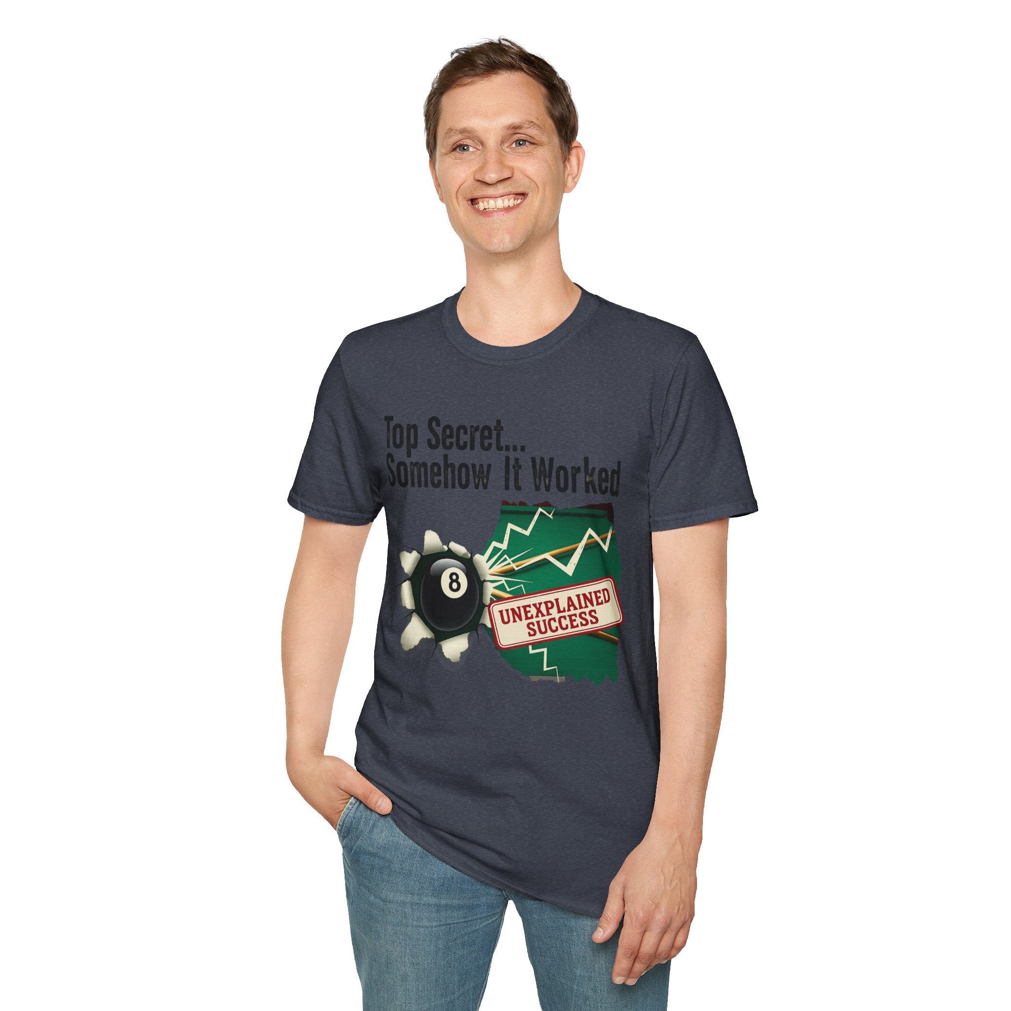 Top Secret… Somehow It Worked - Unexplained Core Line Billiards Gildan Tee