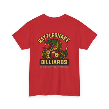 Rattlesnake Billiards - Rack 'Em, Rattle 'Em, Run The Table - Strike Hard, Play Bold Gildan Tee