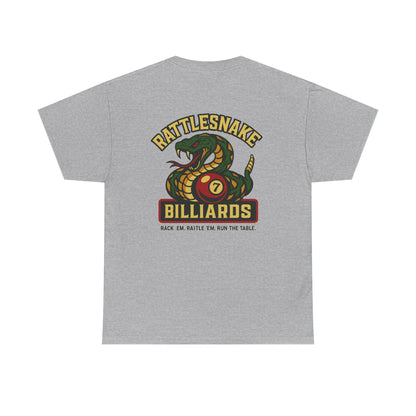 Rattlesnake Billiards - Rack 'Em, Rattle 'Em, Run The Table - Strike Hard, Play Bold Gildan Tee
