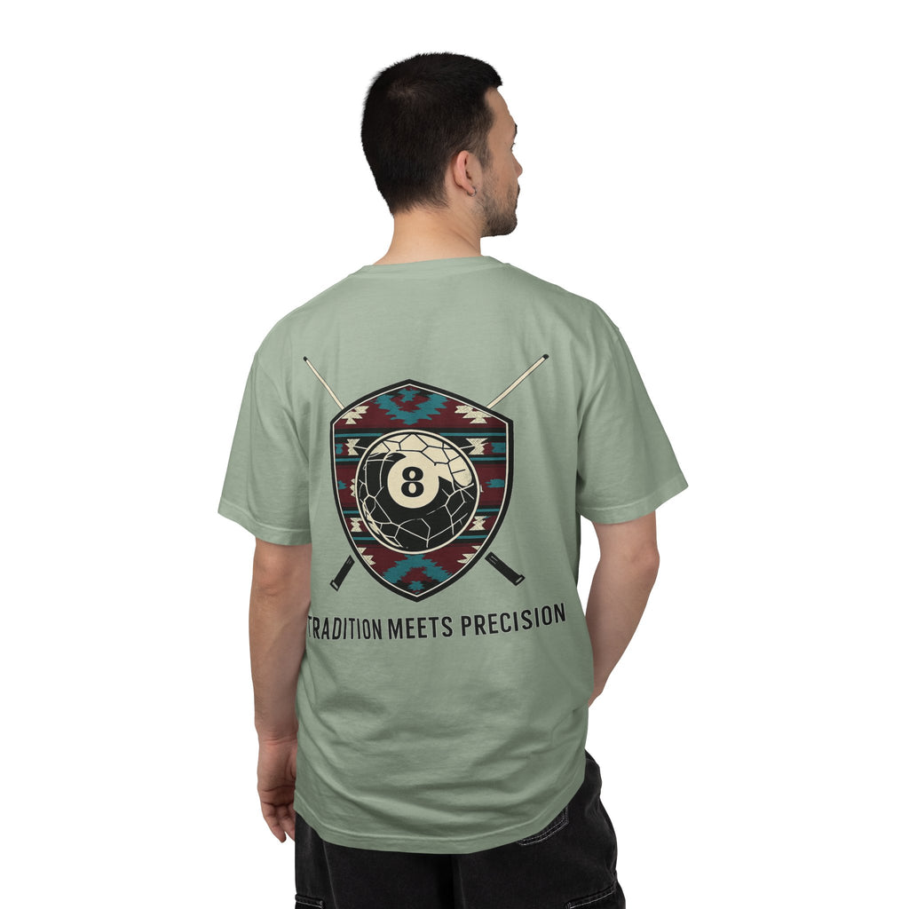 Tradition Meets Precision Pool 8-Ball Crest Comfort Colors Tee