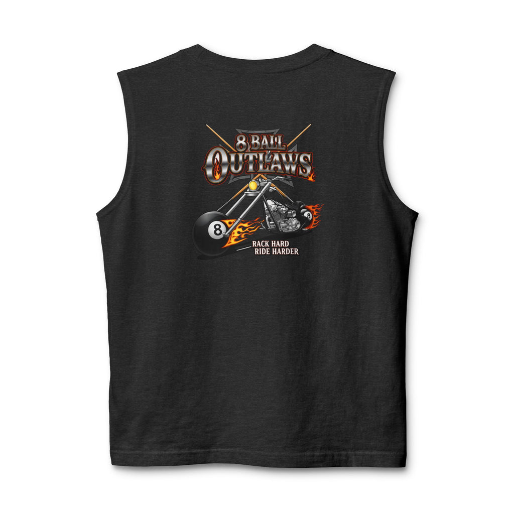 8 Ball Outlaws Unisex Muscle Tank – Rack Hard Ride Harder Biker Pool Player Sleeveless Shirt | Cue Crew Supply
