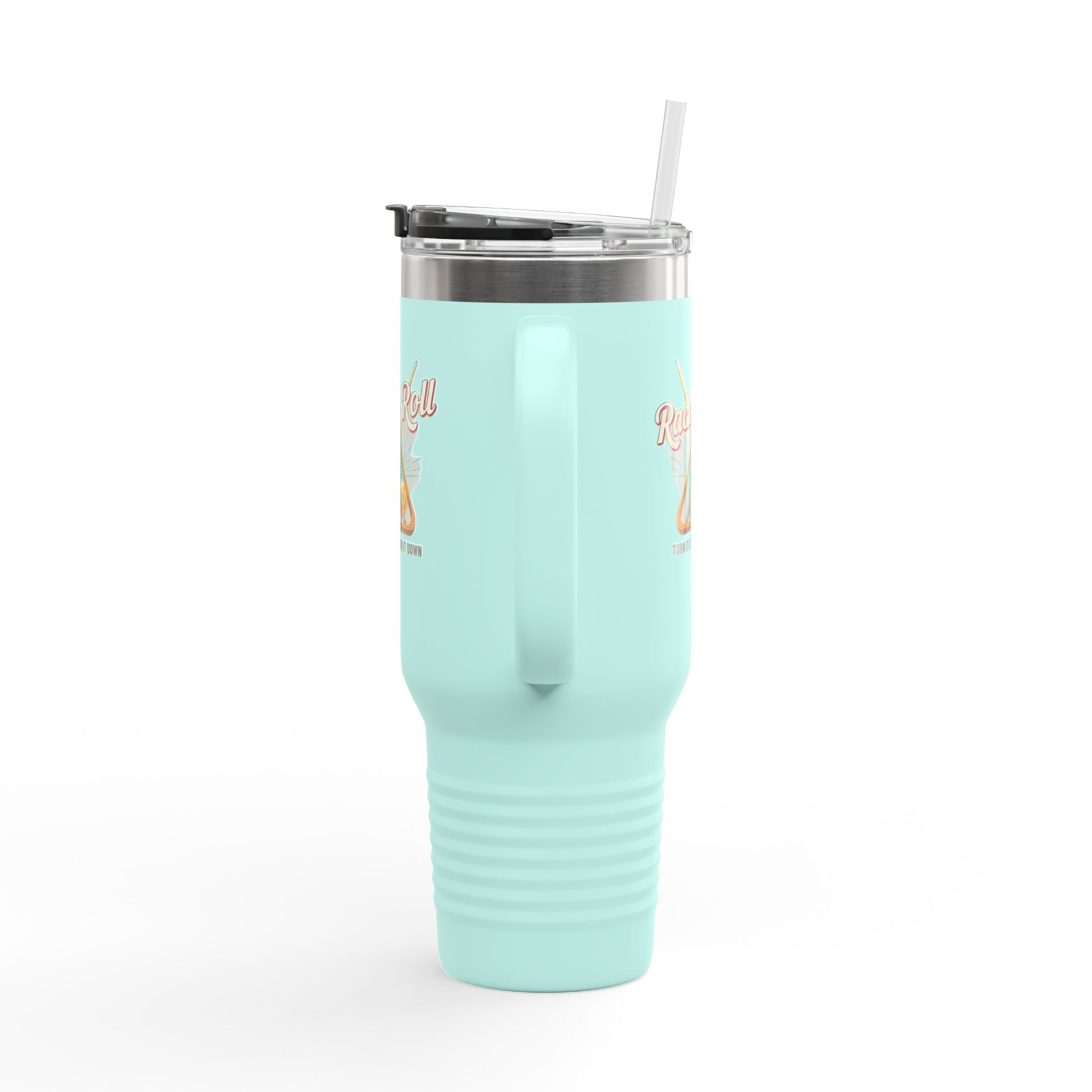 Rack & Roll v2 40oz Insulated Travel Mug – Pool Cue Billiards Design,