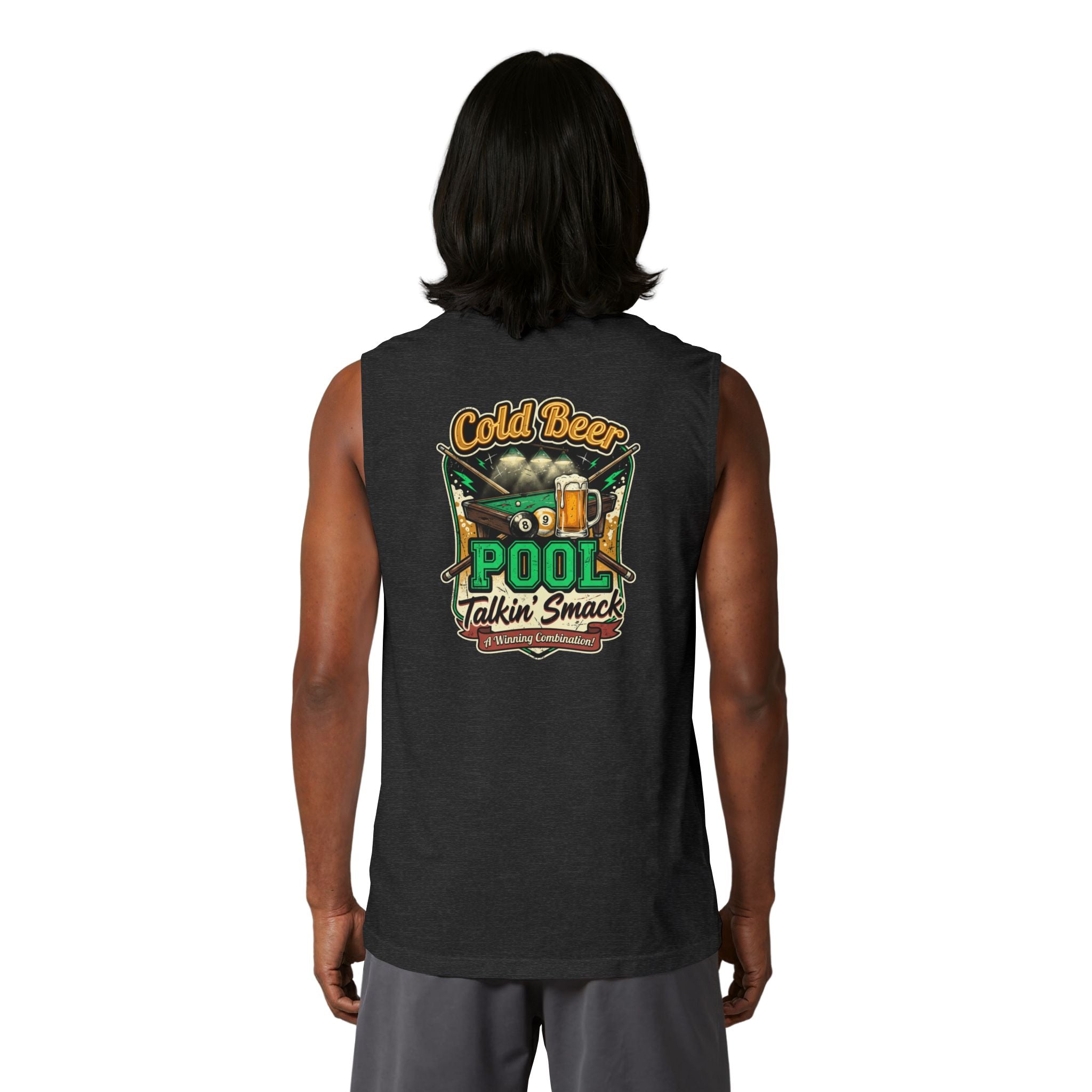 Cold Beer Pool Talkin' Smack Billiards Muscle Tank | Funny Pool Player Sleeveless Shirt | Unisex Cue Crew Supply