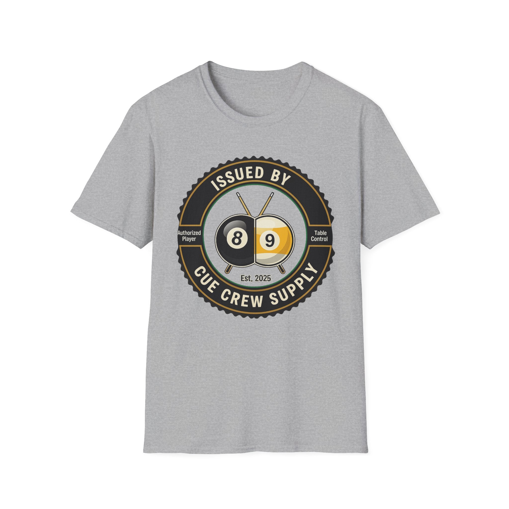 Issued By Cue Crew Supply V3 Core Line Billiards Gildan Tee