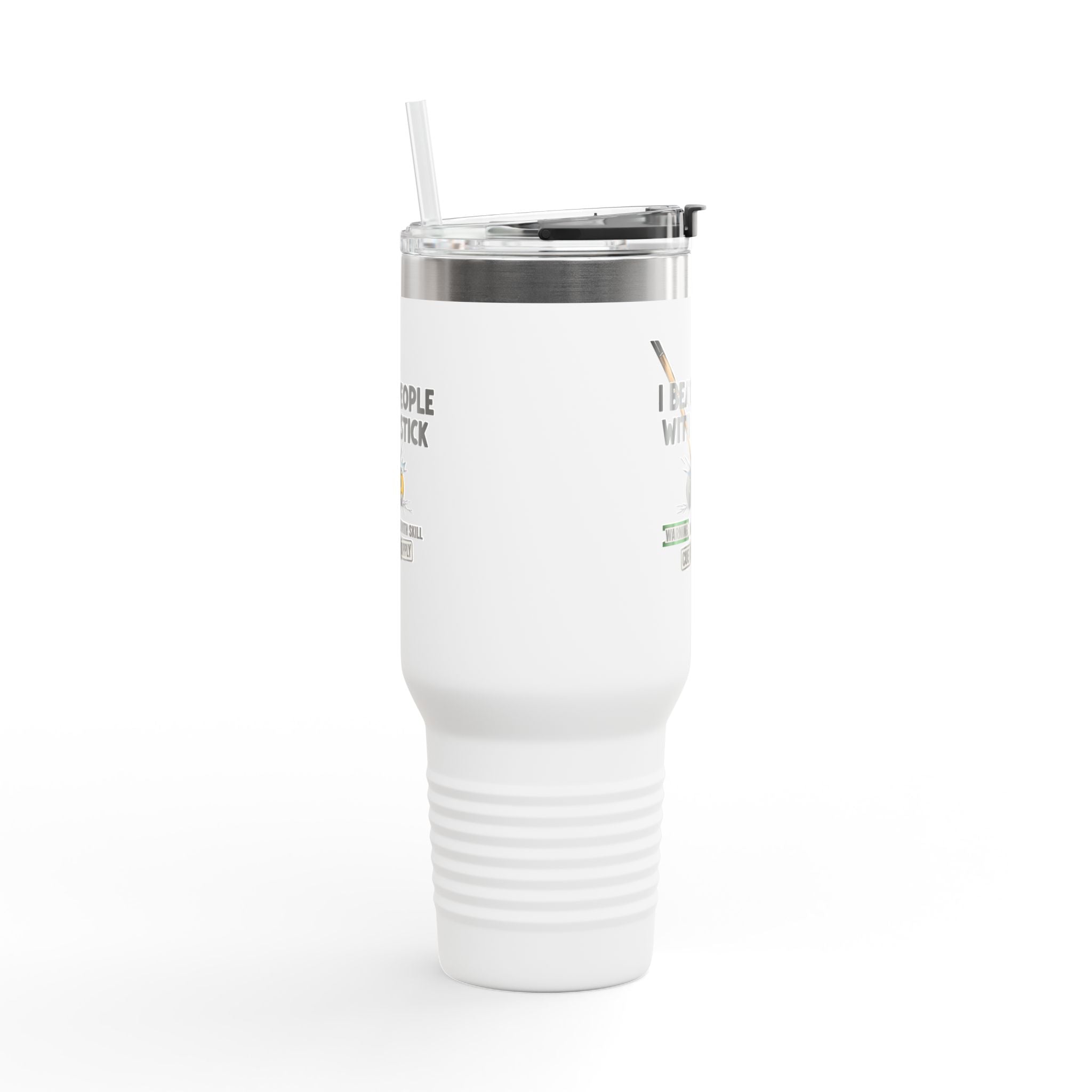 I Beat People With a Stick” Billiards Cue Crew Funny 40 oz. Tumbler