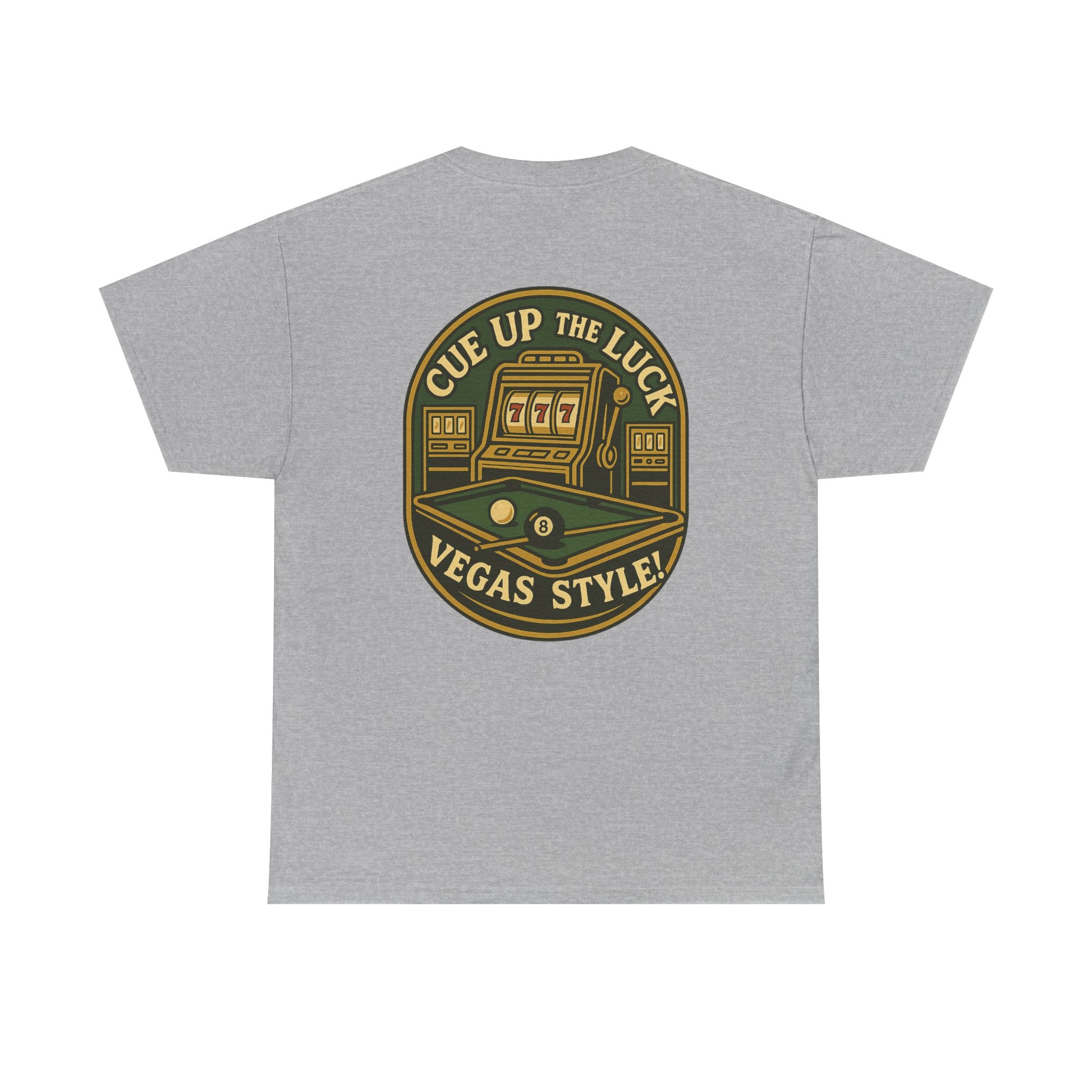 Vegas Style Billiards Tee – Cue Up the Luck  8-Ball Pool & Casino Mashup