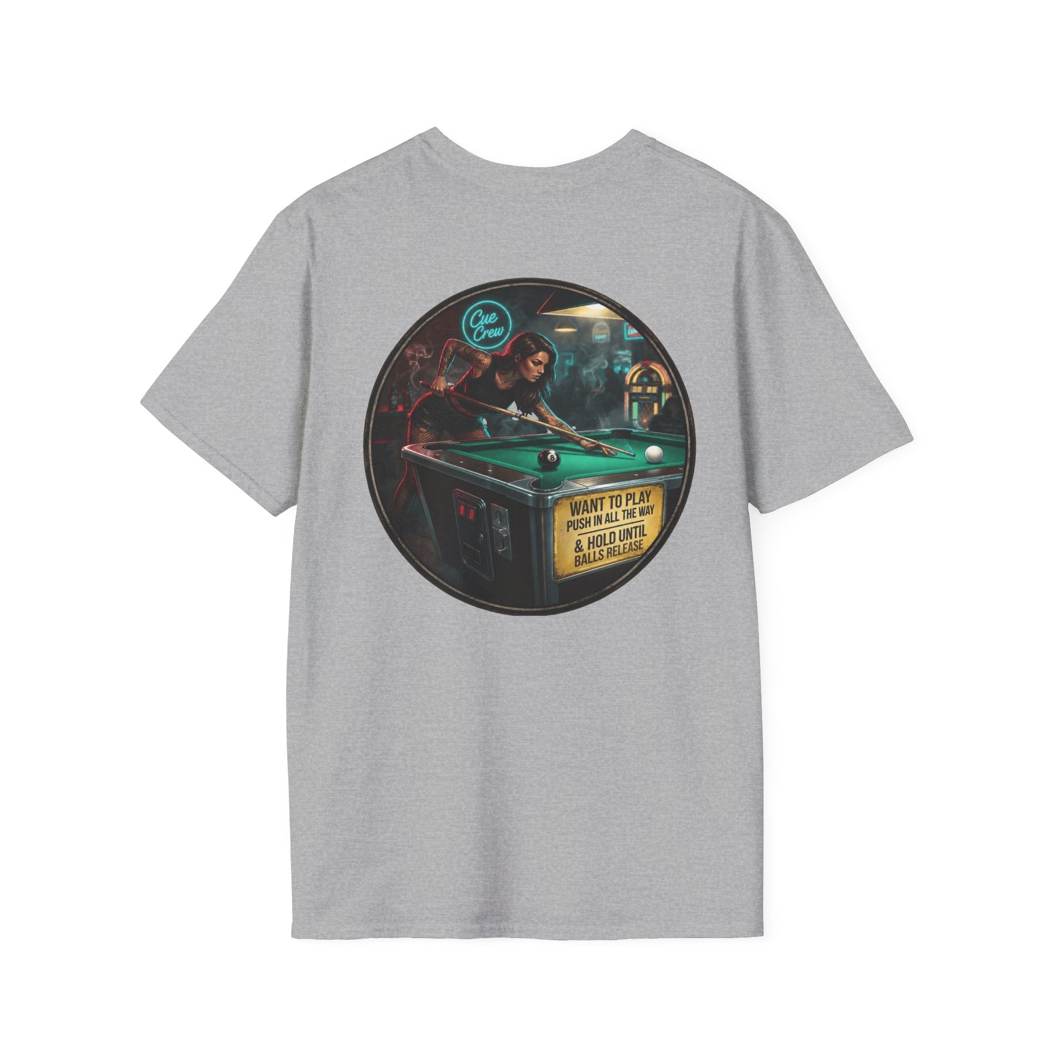 Push In All The Way Billiards T-Shirt – Vintage Coin-Op Pool Hall Graphic Tee | Front & Back Print