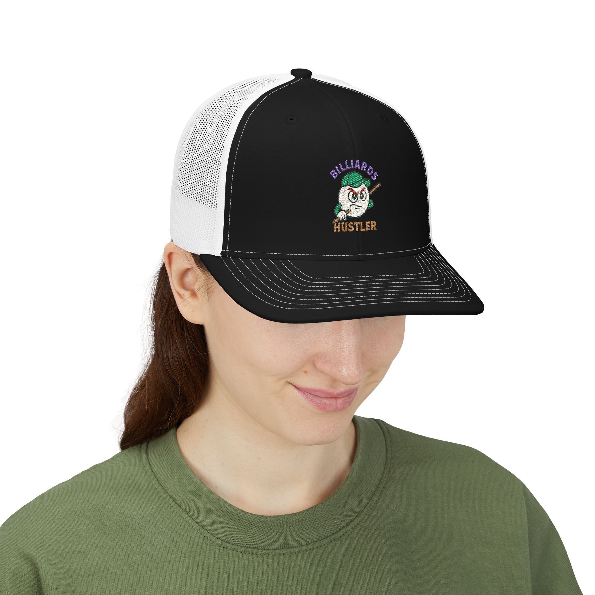 Billiards Hustler Embroidered Richardson Trucker Cap